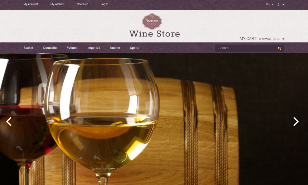 Elegant Online Wine Store Magento Template