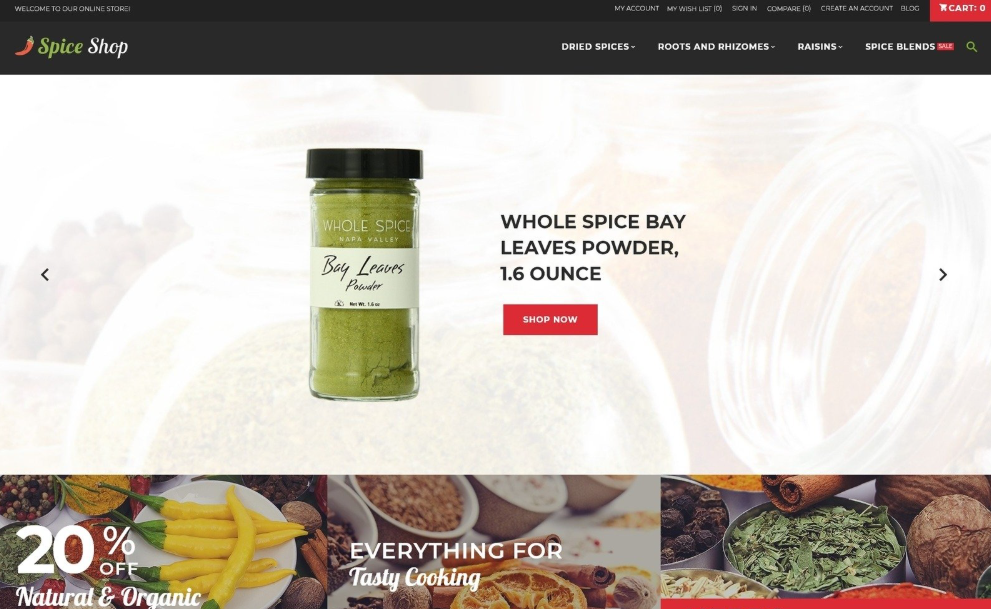 Online Spice & Herbs Store Magento Theme
