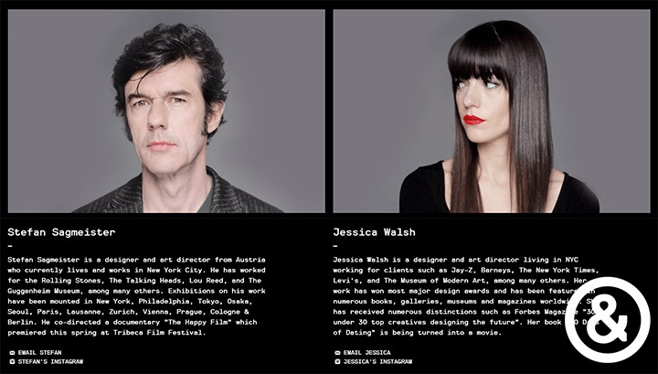 sagmeister and walsh meet the team page example sagmeister and walsh meet the team page