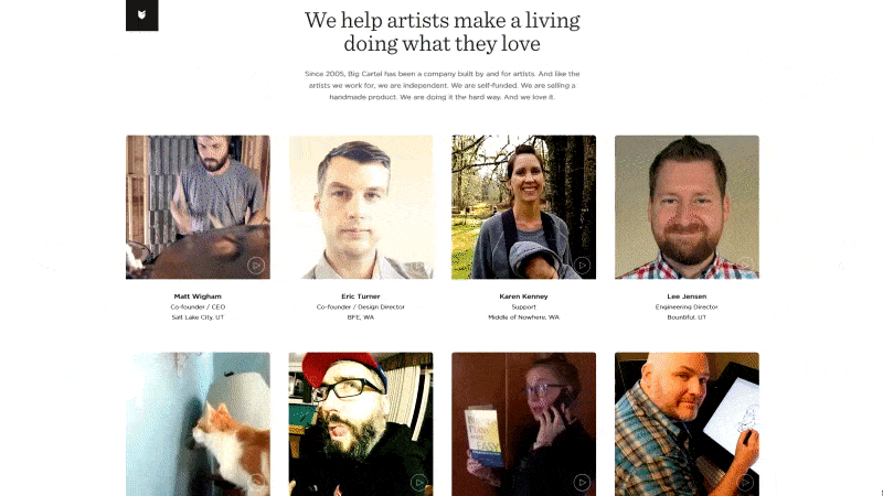 big cartel meet the team page example big cartel meet the team page