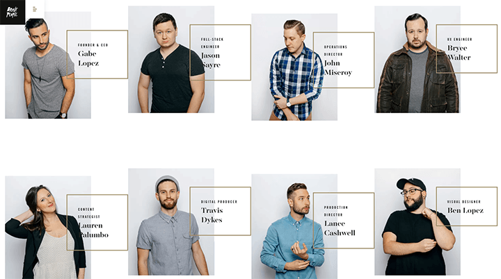 brave people meet the team page example brave people best company team page