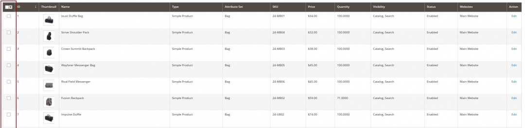 magento ui component that defines the select filter that allows users to select all