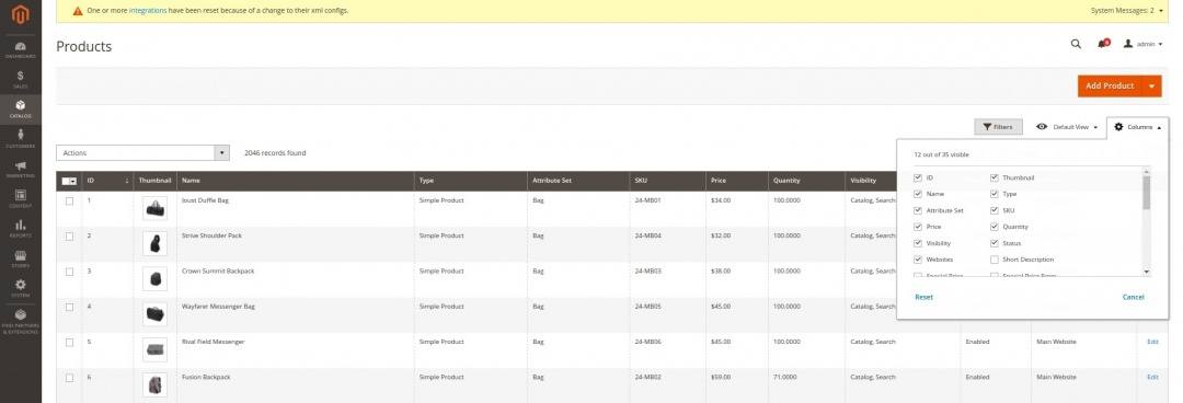 the tag sticky locks the magento upper menu