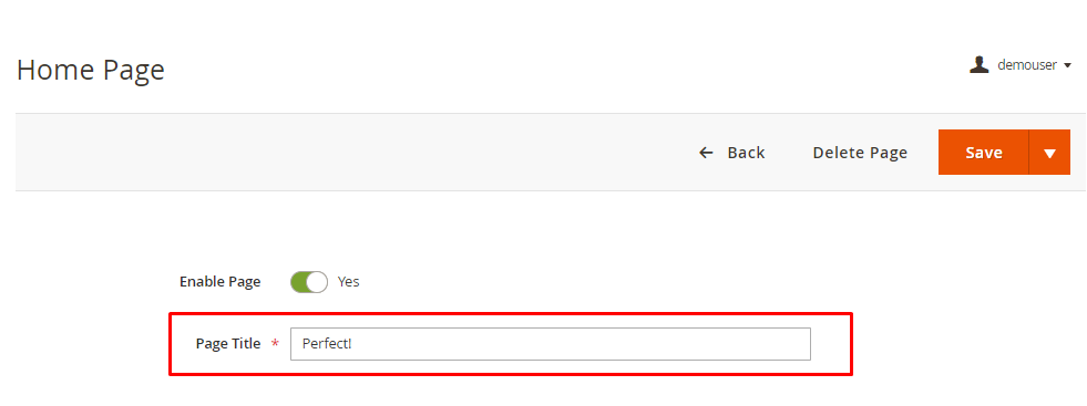 home page title magento 2 SEO