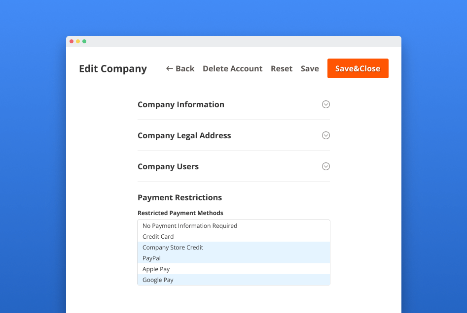 manage company payment options