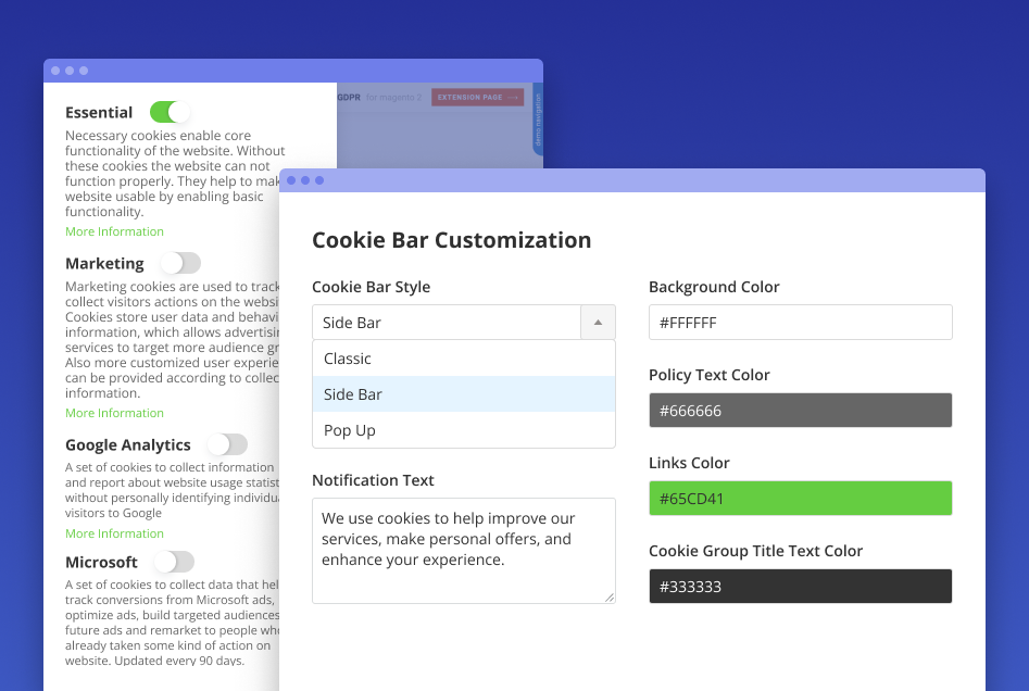 customize cookie bar gdpr cookie in magento 2