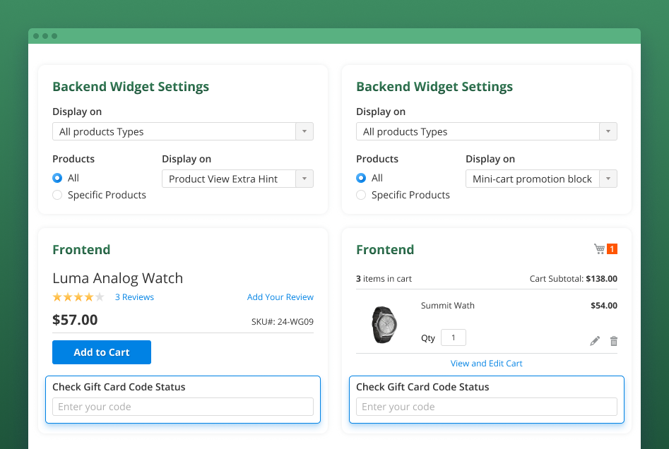 gift card widget magento 2 gift card widget on any page