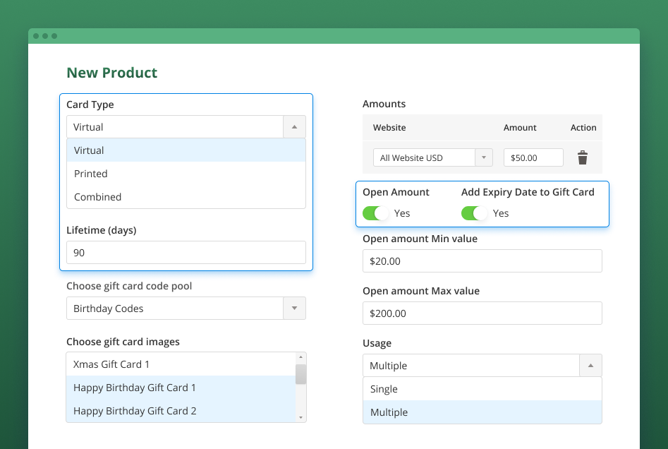 gift card product magento 2 gift card virtual products