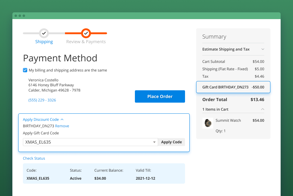 gift card on checkout magento 2 gift card application on checkout