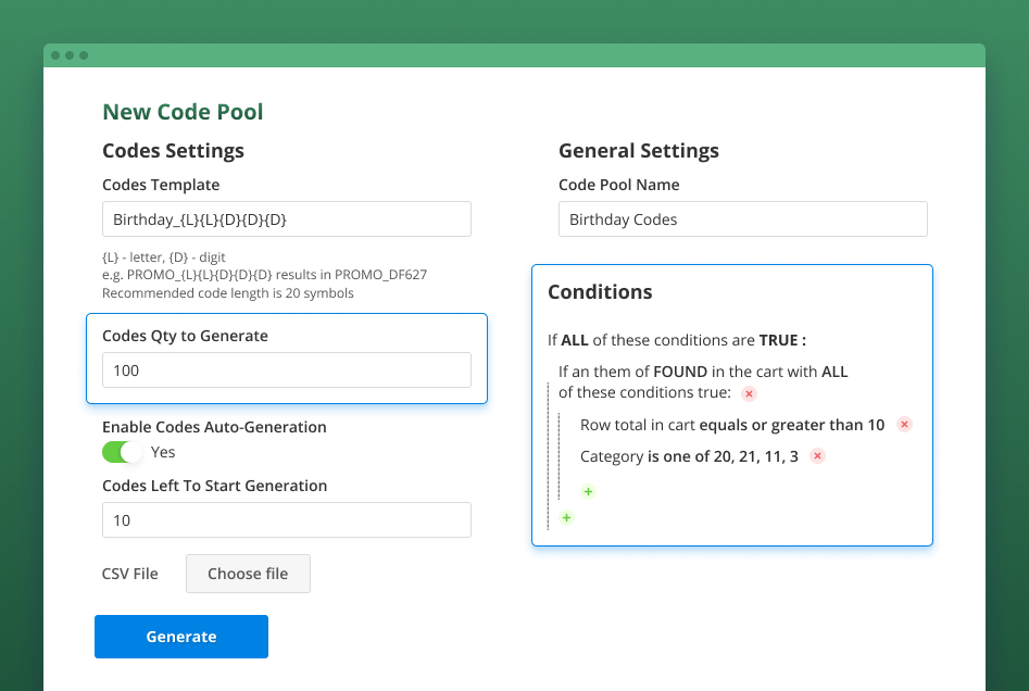 gift card codes magento 2 create gift card code pool