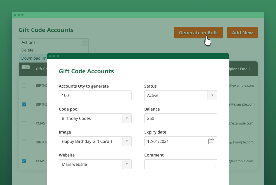 gift card bulk generation magento 2 gift card bulk accounts