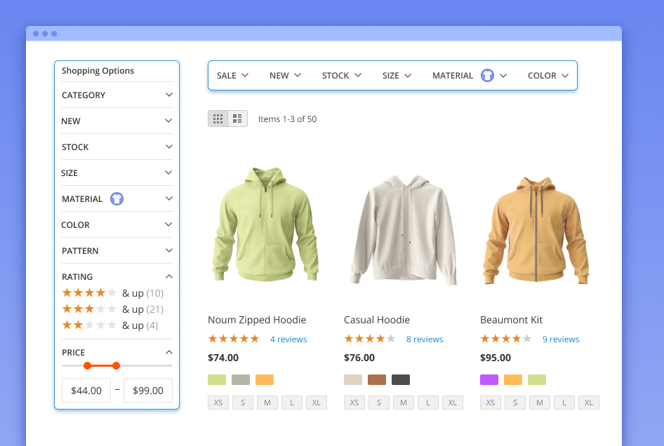 vertical and horizontal navigation blocks  magento 2 horizontal layered navigation