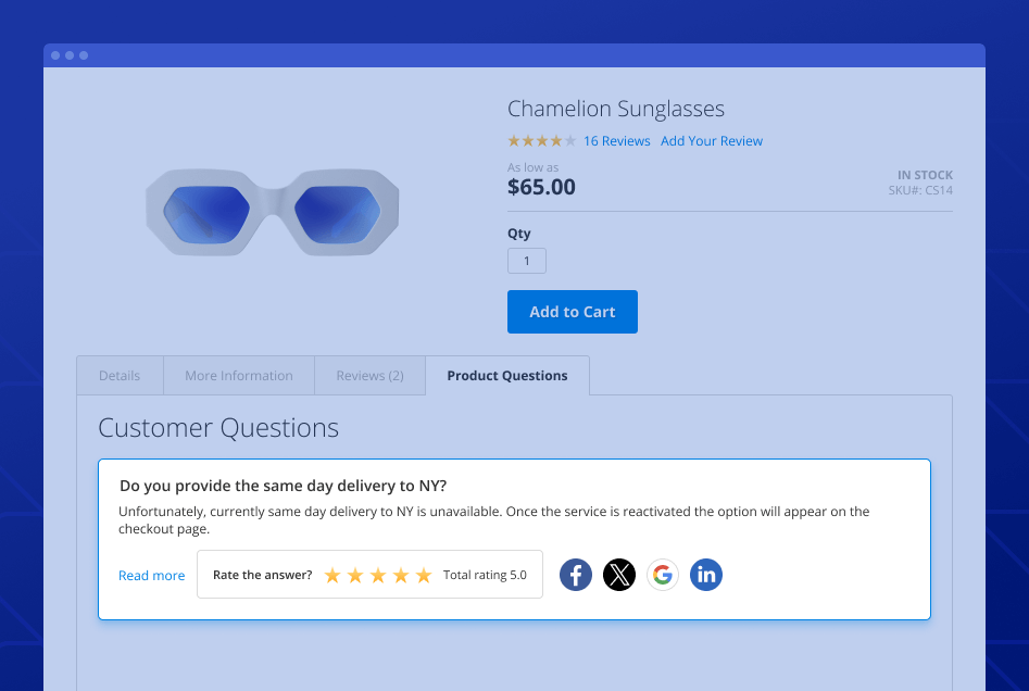 social login and faq integration