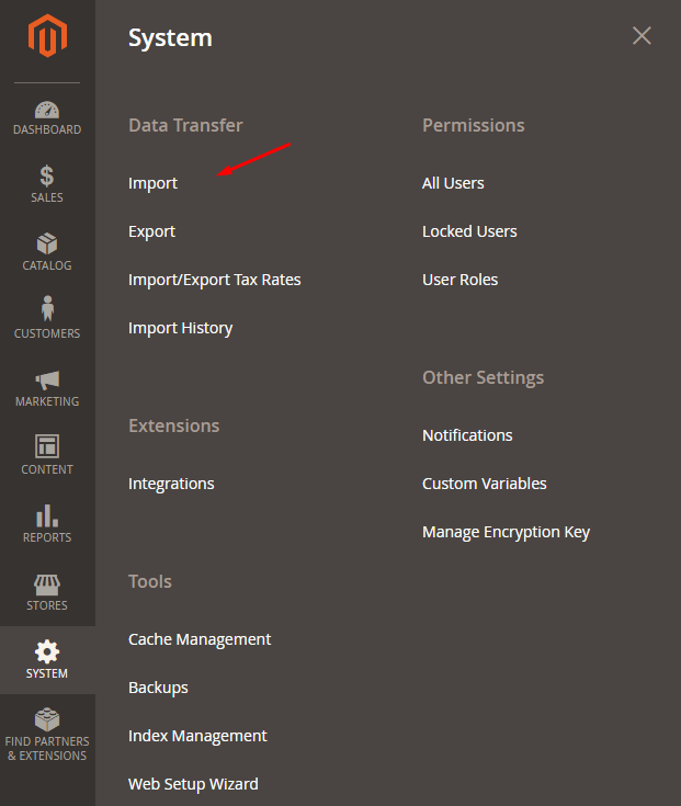 admin-system-import-magento
