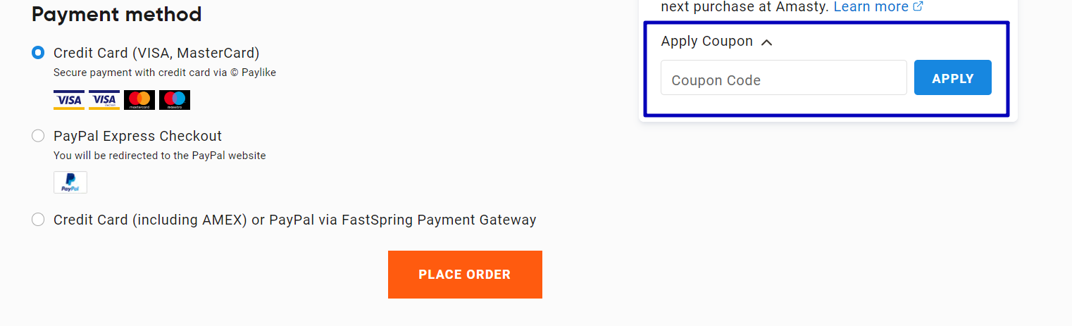 coupons on checkout page